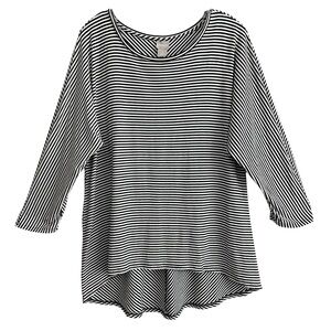 Chico’s Black White Stripe Scoop Neck Long Sleeve Top 12 EPC